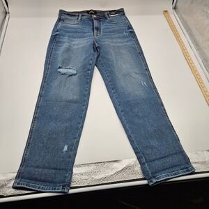 Jordache High Rise Curvy Mom Jeans Medium Enzyme Distressed Blue Size 10 NEW